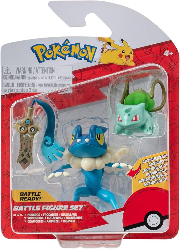 Pokémon - Pack 3 figurines Monorpale, Bulbizarre ver.4, Croâporal, Battle Figure