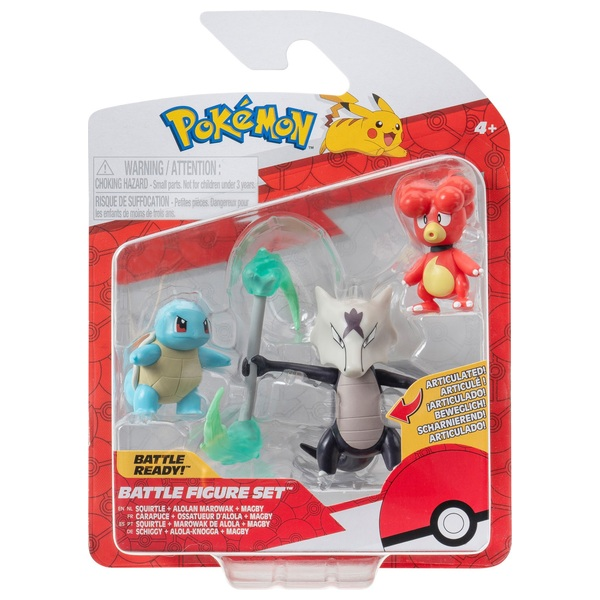 Pokémon Battle Figure Set 3-Pack Magby, Squirtle no.4, Alolan Marowak 5 cm