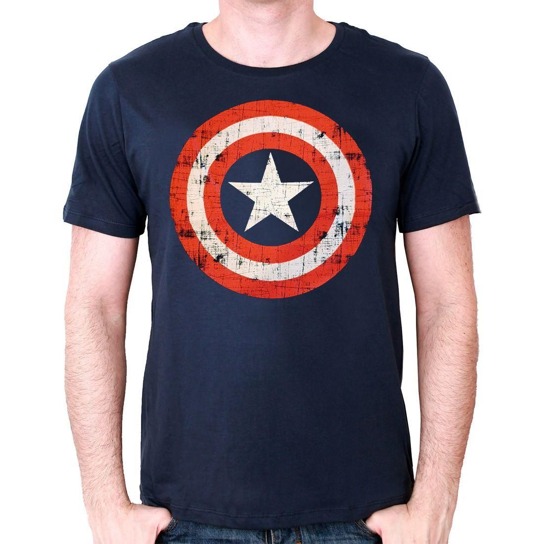 Marvel - Captain America Shield Logo Navy T-Shirt - L