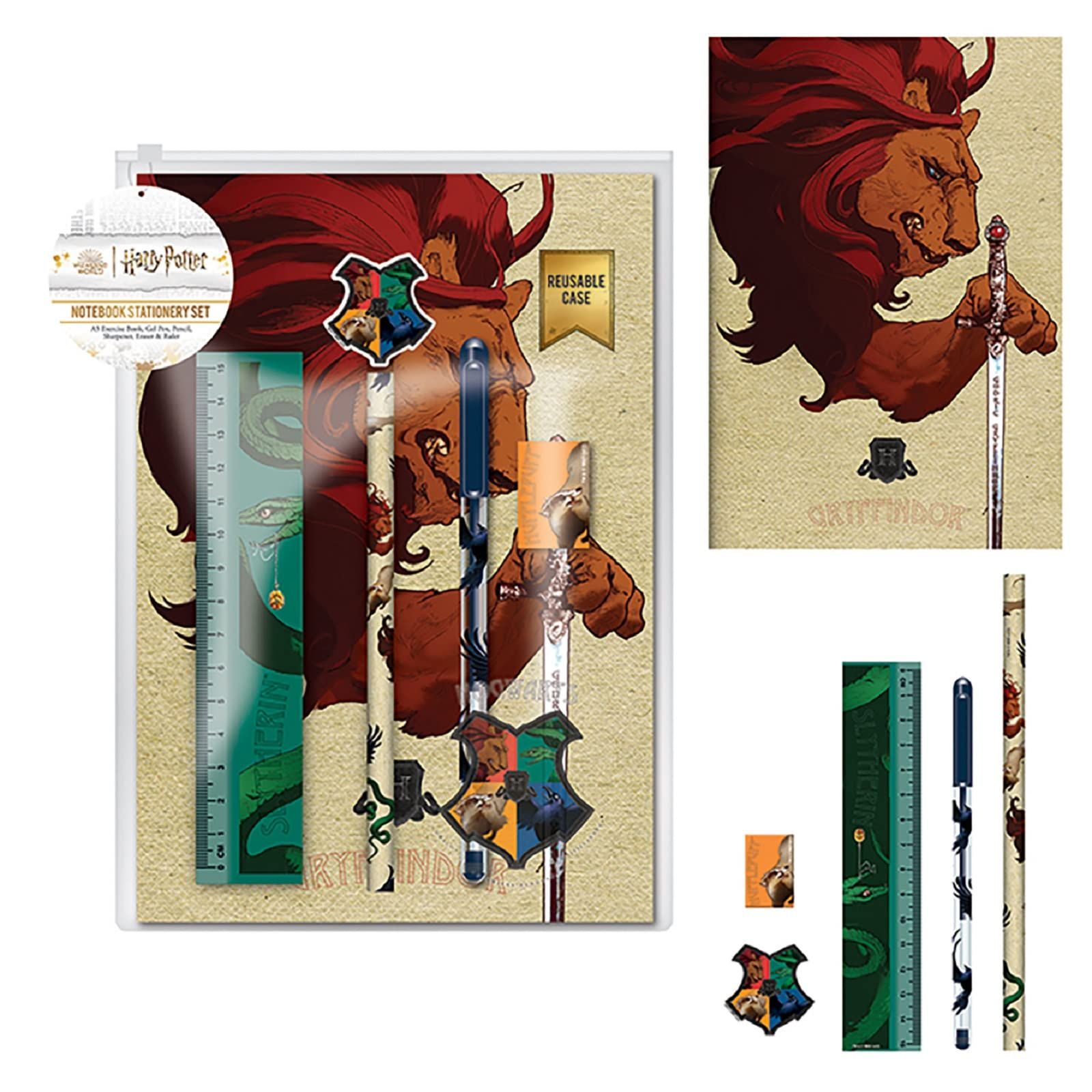 Pyramid International Harry Potter A5 Gelinieerd Notitieboek en Uitgebreide Kantoorbenodigdheden Set (Ingewikkeld Huizen Ontwerp) - Officiële Merchandise