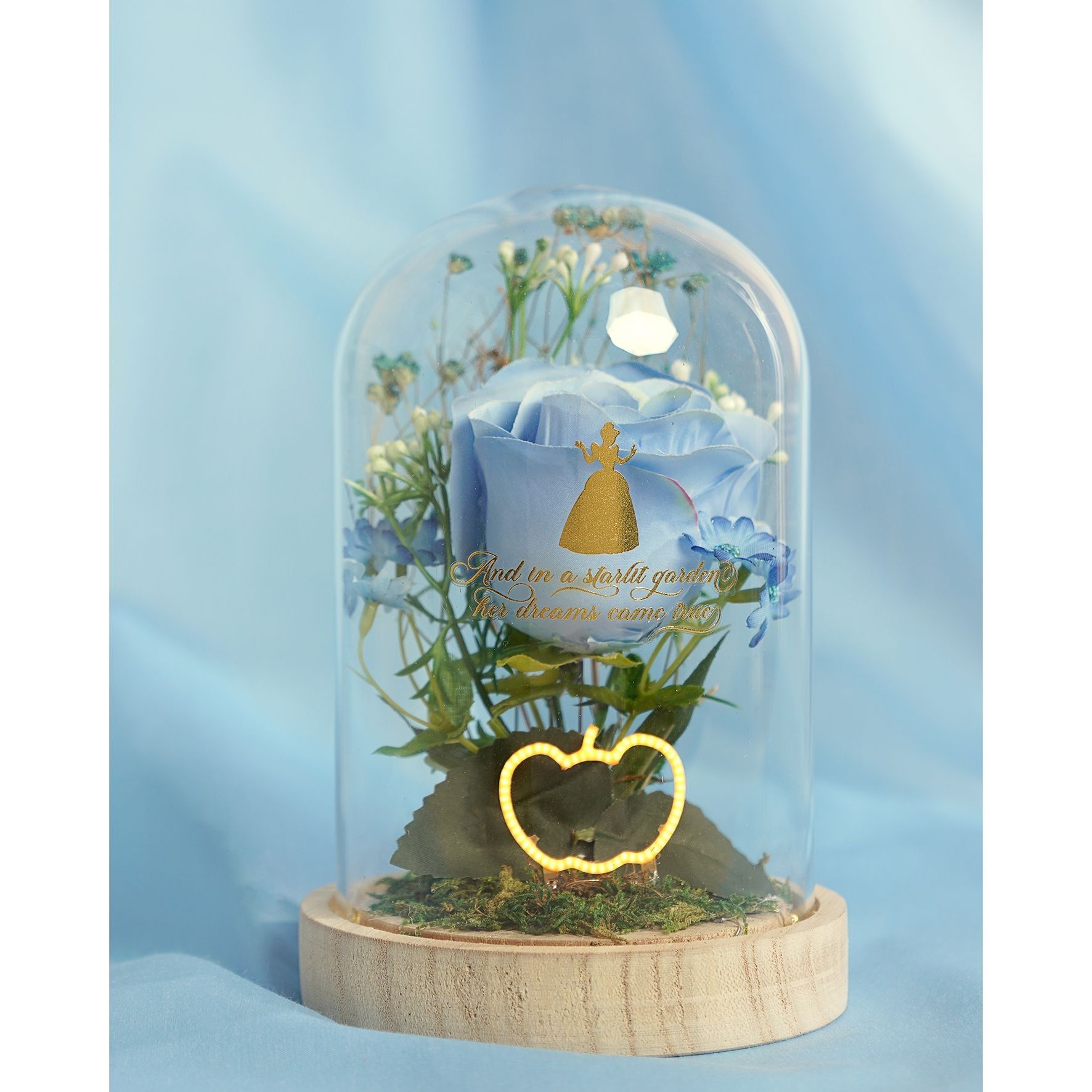 Pastel Princess Florals in a Cloche with Neon Light - Cinderella