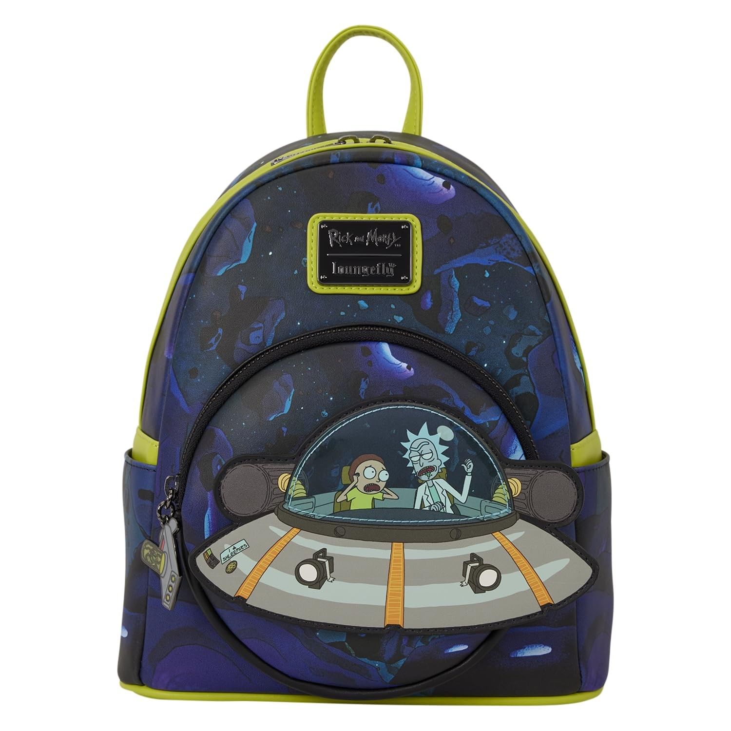 Loungefly Cartoon Network: Rick and Morty - Space Cruiser - Mini Rugzak met Ritssluiting Charm - Glow-in-the-Dark - Verzamelbare Tassen