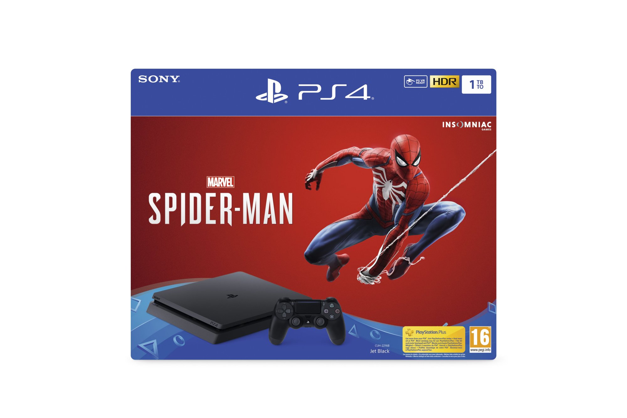 PS4 Slim 1TB Black + Marvel\'s Spider-Man + Extra D