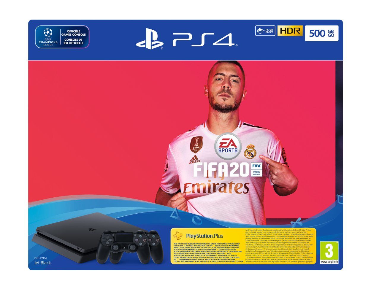 Playstation 4 500GB Black + Fifa 20 + Extra Dualshock + Ps 14Day