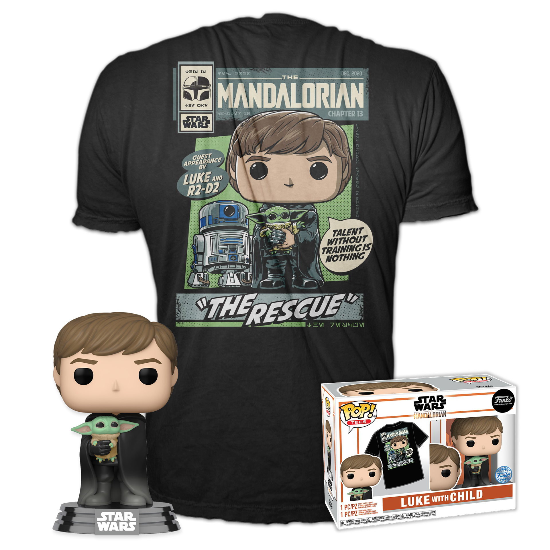 Funko Pop! & Tee: Star Wars: The Mandalorian - Luke Skywalker wi