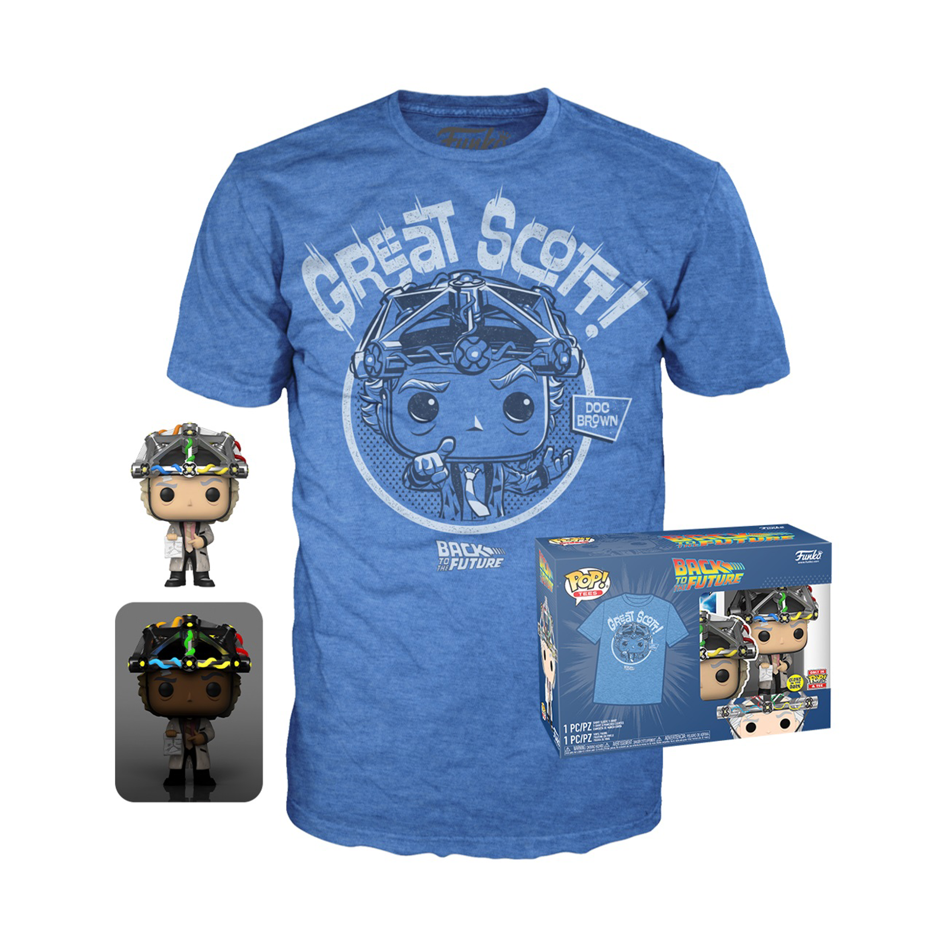Funko Pop! & Tee: - L-  Back To The Future - Doc with Helmet