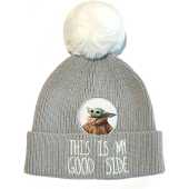Star Wars: The Mandalorian - Bonnet à pompon Gris et Blanc "This